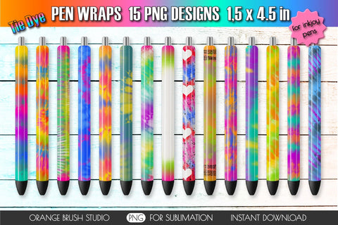 Rainbow Pen Wraps Bundle Waterslide Designs PNG Sublimation OrangeBrushStudio 