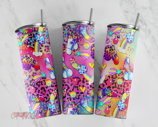 Rainbow Penis Unicorn penis rainbow drip paint splash, skinny straight 20oz Tumbler, Sublimation Design, PNG, Digital Download Sublimation CaldwellArt 