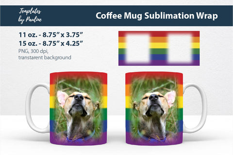 Rainbow Photo Mug Sublimation Wrap PNG Sublimation Templates by Pauline 
