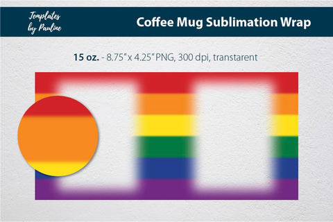 Rainbow Photo Mug Sublimation Wrap PNG Sublimation Templates by Pauline 