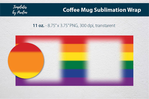 Rainbow Photo Mug Sublimation Wrap PNG Sublimation Templates by Pauline 