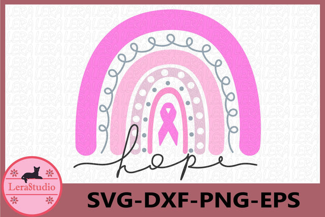 Rainbow Pink ribbon Svg SVG Lerastudio 