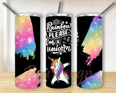 Rainbow Please I'm A Unicorn 20 oz Skinny Tumbler Sublimation Designs For Straight/Tapered PNG Files Digital Download Sublimation BouDesign 