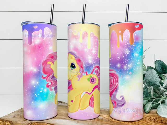 Rainbow Pony 20oz Skinny Tumbler Png, Rainbow Colorful Adorable Ponies Png, Unicorn Designs Bundle Png, Pony Png, Cute Unicorn Png Sublimation iStyleDesign 