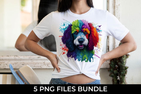 Rainbow Poodle Dog Watercolor Bundle Free For Commercial Use Sublimation Sintegra 