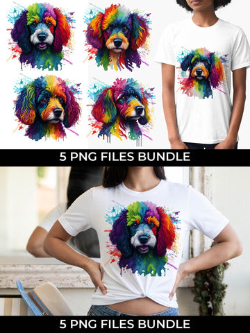 Rainbow Poodle Dog Watercolor Bundle Free For Commercial Use Sublimation Sintegra 