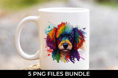 Rainbow Poodle Dog Watercolor Bundle Free For Commercial Use Sublimation Sintegra 