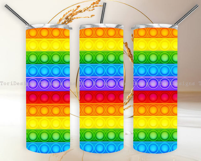 Rainbow Pop It 20oz Skinny Tumbler Sublimation Sublimation ToriDesigns 