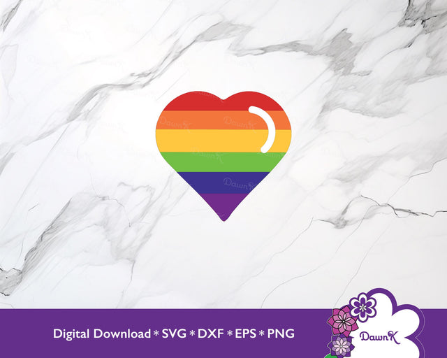 Rainbow Pride Heart SVG | Multilayered SVG DawnKDesigns 