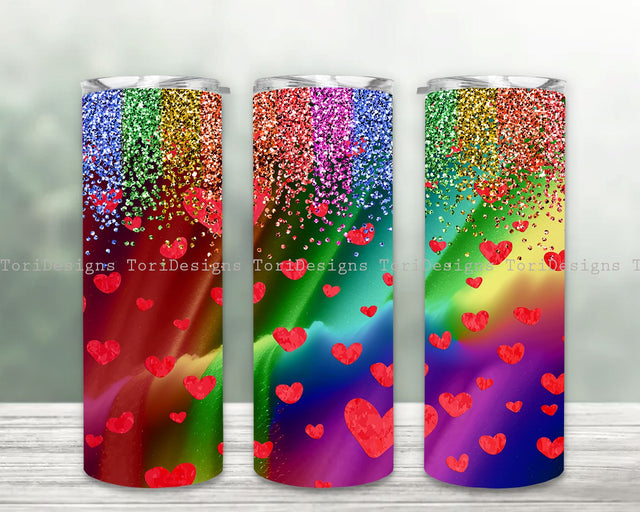 Rainbow Pride Hearts Tumbler Template Design Sublimation Designs Download Sublimation ToriDesigns 
