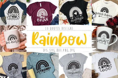 Rainbow Quotes Bundle Love Positive SVG SVG dapiyupi store 