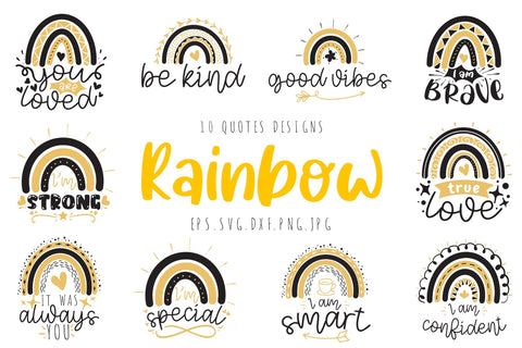 Rainbow Quotes Bundle Love Positive SVG SVG dapiyupi store 