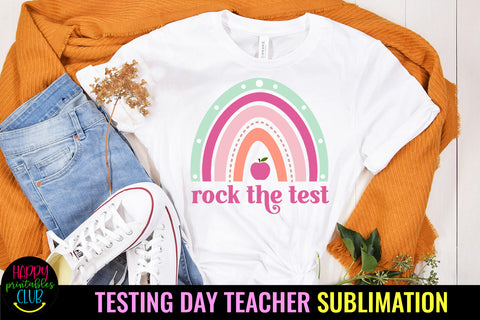 Rainbow Rock the Test Sublimation I Teacher Testing Day Sublimation Happy Printables Club 