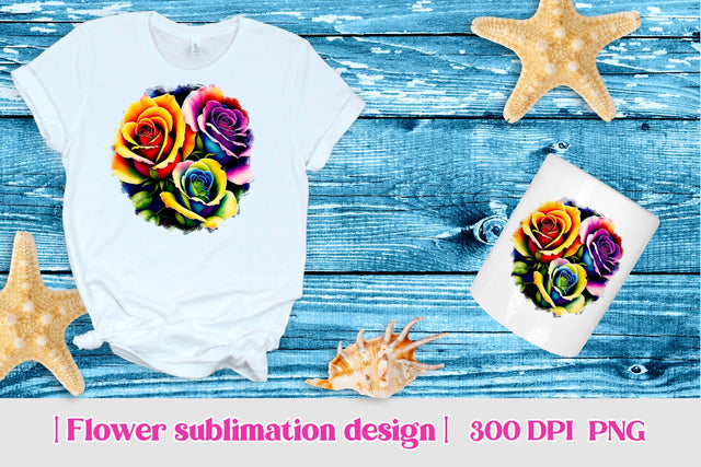 Rainbow rose sublimation | Flower t shirt design Sublimation Svetana Studio 