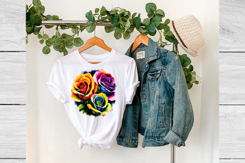 Rainbow rose sublimation | Flower t shirt design Sublimation Svetana Studio 
