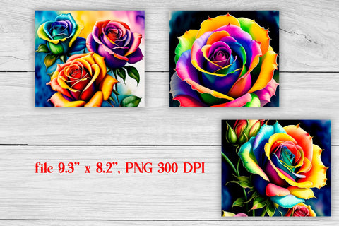 Rainbow rose tumbler | Rose tumbler wrap Sublimation Svetana Studio 