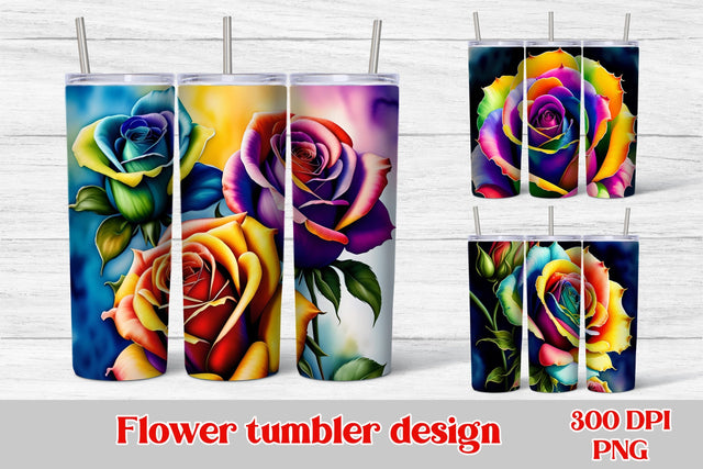 Rainbow rose tumbler | Rose tumbler wrap Sublimation Svetana Studio 