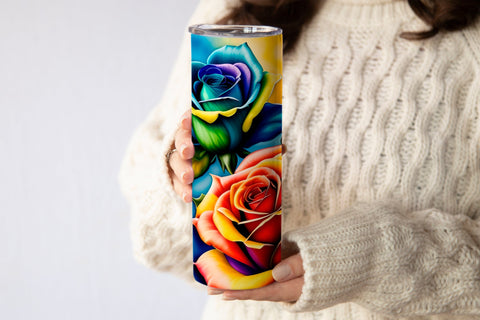 Rainbow rose tumbler | Rose tumbler wrap Sublimation Svetana Studio 