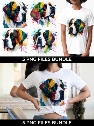 Rainbow Saint Bernard Dog Watercolor Bundle Free For Commercial Use Sublimation Sintegra 