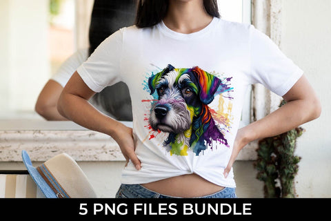 Rainbow Schnauzer Dog Watercolor Bundle Free For Commercial Use Sublimation Sintegra 
