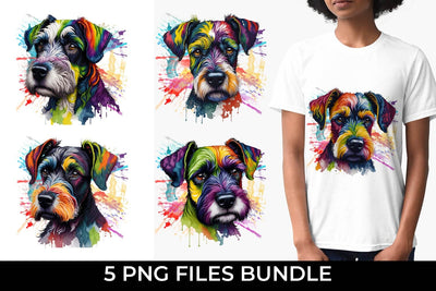 Rainbow Schnauzer Dog Watercolor Bundle Free For Commercial Use Sublimation Sintegra 