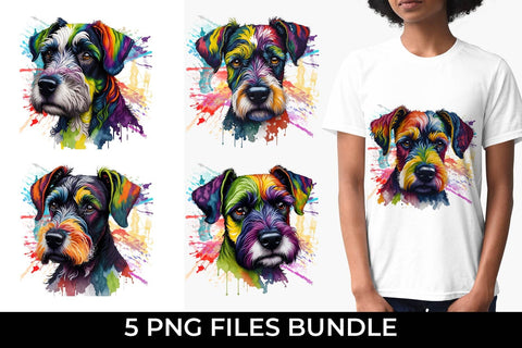 Rainbow Schnauzer Dog Watercolor Bundle Free For Commercial Use Sublimation Sintegra 