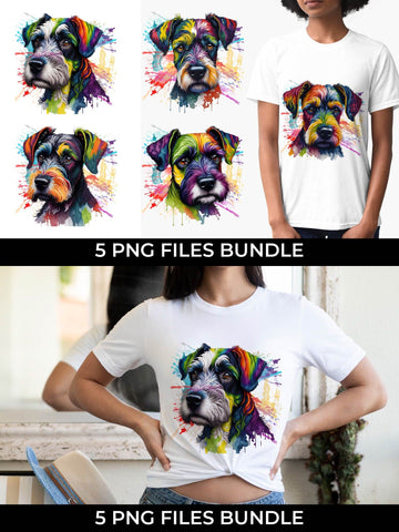 Rainbow Schnauzer Dog Watercolor Bundle Free For Commercial Use Sublimation Sintegra 