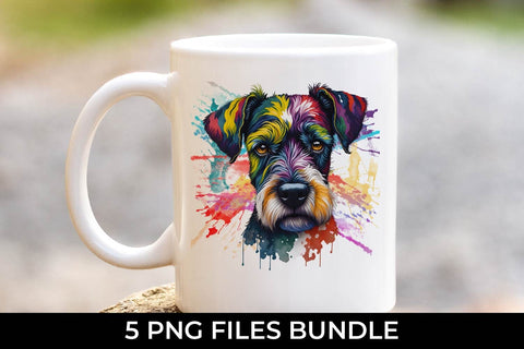 Rainbow Schnauzer Dog Watercolor Bundle Free For Commercial Use Sublimation Sintegra 