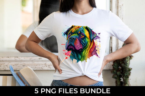 Rainbow Shar Pei Dog Watercolor Bundle Sublimation Sintegra 