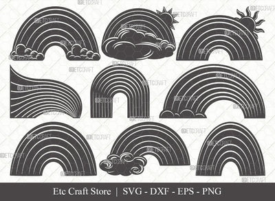 Rainbow Silhouette SVG Cut File | Rainbow Svg | Cloud Svg | Rainbow & Clouds Svg | Layered Rainbow Svg | Eps | Dxf | Png SVG ETC Craft 