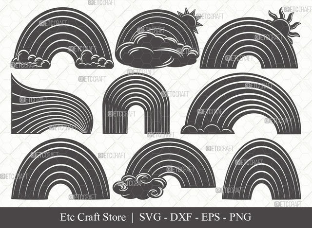 Rainbow Silhouette SVG Cut File | Rainbow Svg | Cloud Svg | Rainbow & Clouds Svg | Layered Rainbow Svg | Eps | Dxf | Png SVG ETC Craft 