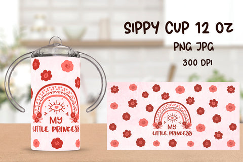 Rainbow Sippy Cup Sublimation. 12 oz Sippy Kids Tumbler Wrap SVG Samaha Design 