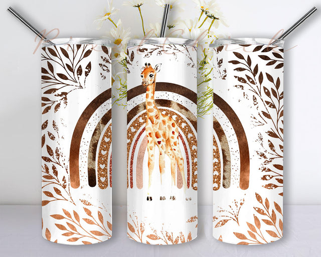 Rainbow Skinny Tumbler, Animal Tumbler Sublimation Designs 20oz Skinny Tumbler Wrap Templates, Kids Tumbler PNG Sublimation PixelChick 