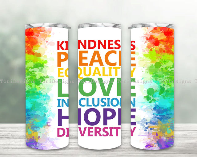 Rainbow Smoke 20oz Skinny Tumbler Sublimation Wrap PNG, LGBT Rainbow Sublimation ToriDesigns 