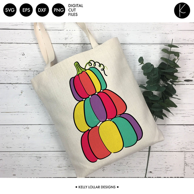 Rainbow Stacked Pumpkins SVG Kelly Lollar Designs 