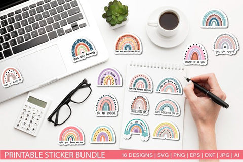 Rainbow Stickers Bundle for Cricut SVG EPS JPG SVG TatiStudio 