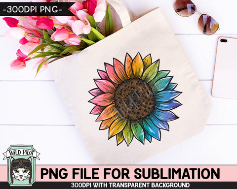 Rainbow Sunflower SUBLIMATION Design PNG, Rainbow Sunflower Sublimation, Pride Sunflower PNG Sublimation File, Sunflower Printable Sublimation Wild Pilot 