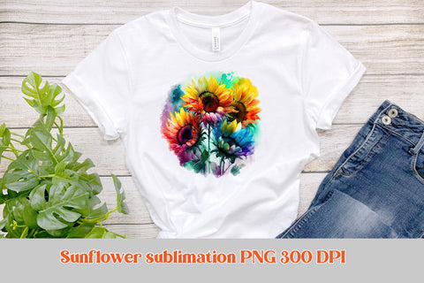 Rainbow sunflower sublimation | Sunflower t shirt design Sublimation Svetana Studio 