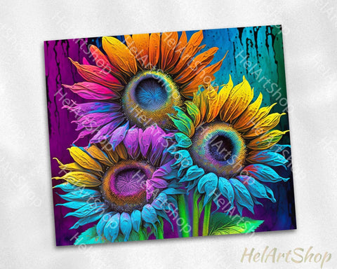 Rainbow Sunflower Tumbler PNG Sublimation, Skinny Tumbler PN Sublimation _HelArtShop_ 