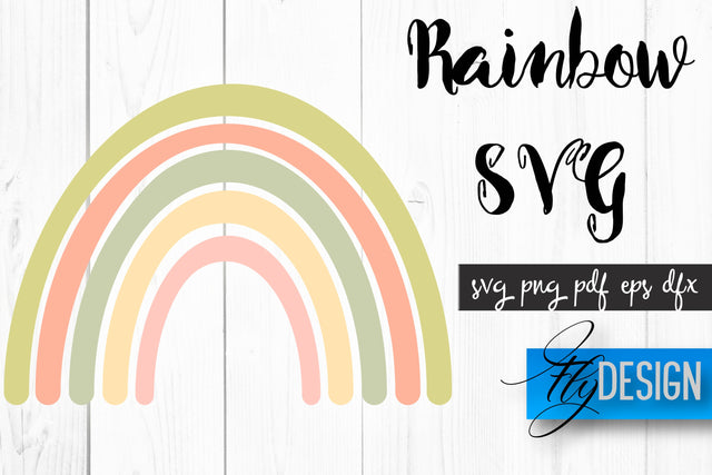 Rainbow SVG | Boho Rainbow SVG | Watercolor Rainbow SVG SVG Fly Design 
