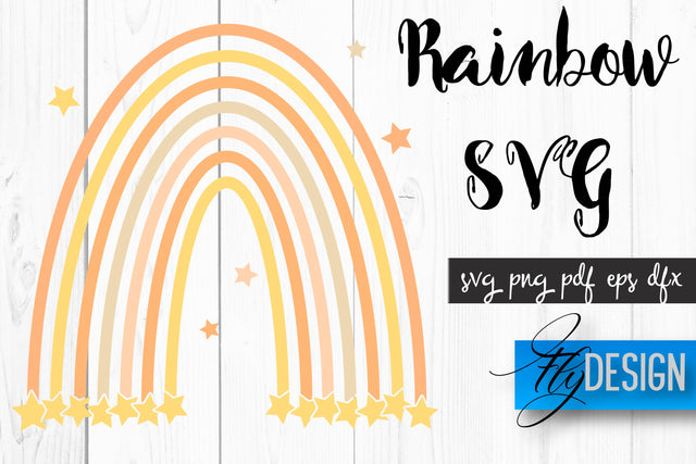 Rainbow SVG | Boho Rainbow SVG | Watercolor Rainbow SVG SVG Fly Design 