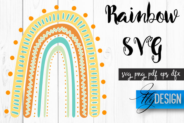 Rainbow SVG | Boho Rainbow SVG | Watercolor Rainbow SVG SVG Fly Design 