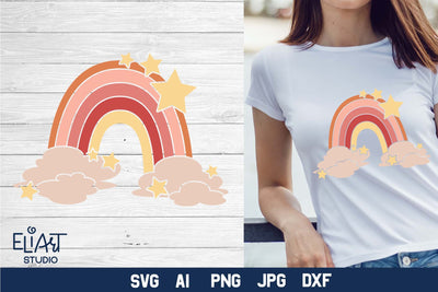 Rainbow SVG, Boho Rainbow SVG with Stars, Celestial PNG Colorful Design. SVG Elinorka 