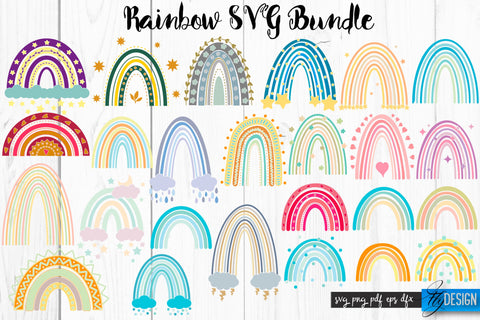 Rainbow SVG Bundle | Boho Rainbow SVG | Watercolor Rainbow SVG SVG Fly Design 
