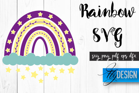 Rainbow SVG Bundle | Boho Rainbow SVG | Watercolor Rainbow SVG SVG Fly Design 