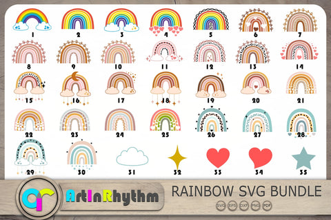 Rainbow Svg Bundle, Rainbows Svg, Rainbow Cliparts, Celestial Svg SVG Artinrhythm shop 