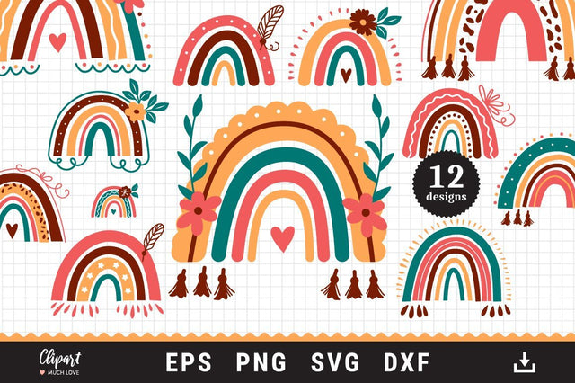 Rainbow svg cut files, Boho rainbow svg, dxf, png, eps SVG ClipartMuchLove 