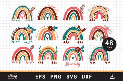 Rainbow svg cut files, Boho rainbow svg, dxf, png, eps SVG ClipartMuchLove 