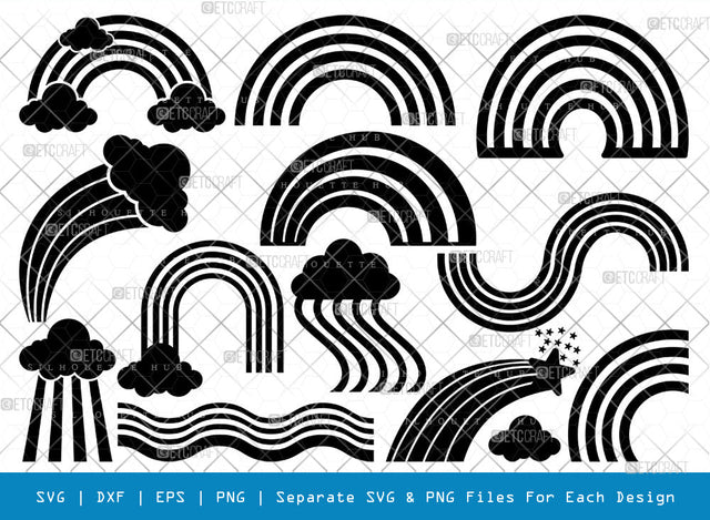 Rainbow SVG Cut Files | Rainbow Silhouette | Clouds Svg | Rainbow Star Svg | Rainbow Shooting Svg | Layered Rainbow Svg | Rainbow Bundle SVG ETC Craft 