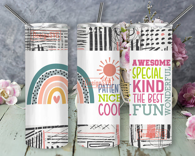 Rainbow Teacher 20 oz Sublimation Tumbler Designs Download, Teacher Tumbler, Teacher Appreciation Gift, Teacher Gift Ideas, Gift for Teachers Sublimation DesignSVG 